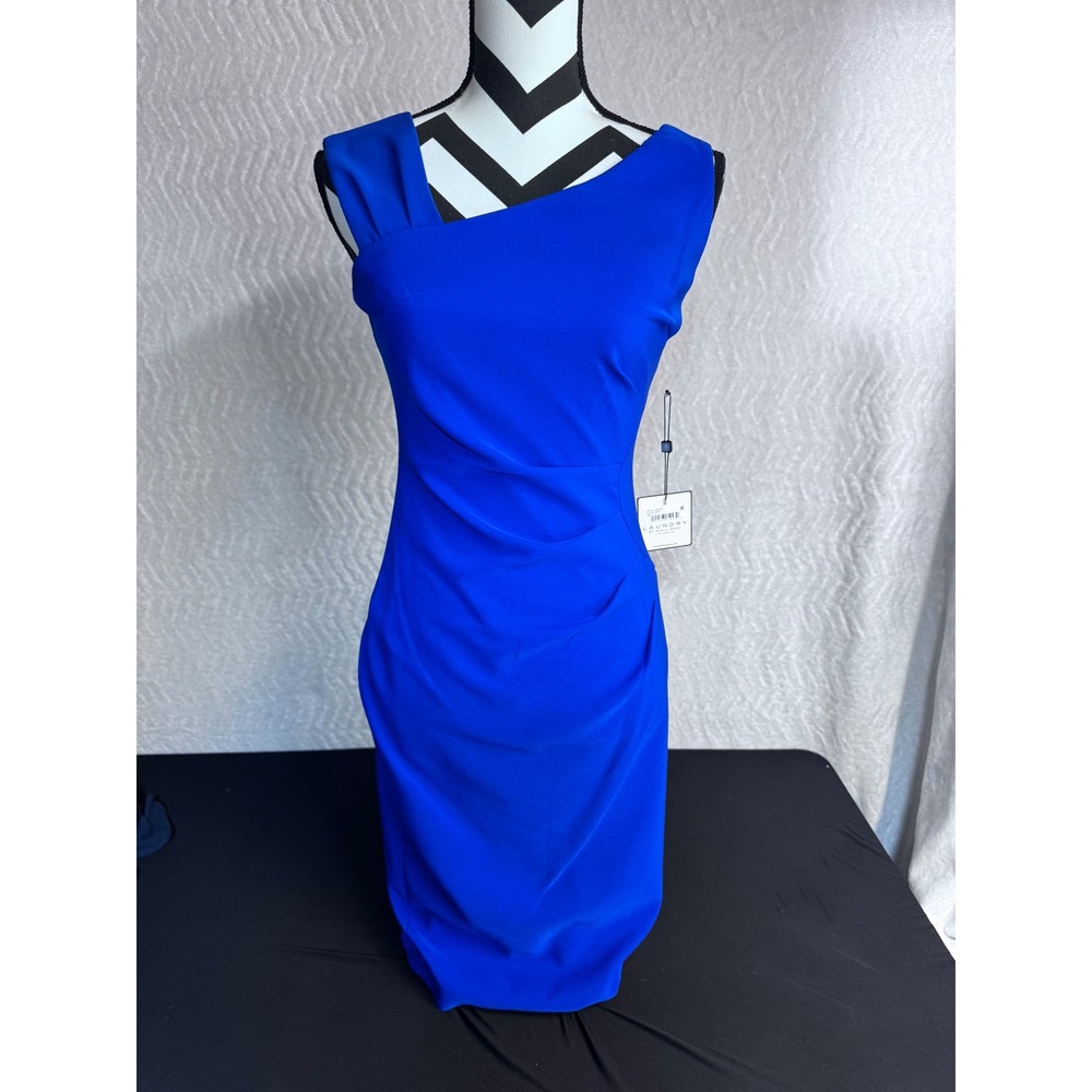 Laundry by Shelli Segal Royal Blue One Shoulder Ruched Sheath Dress HQ05W05 4